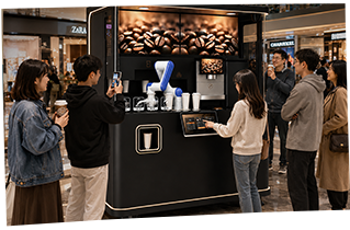 Automatic coffee vending robot machine