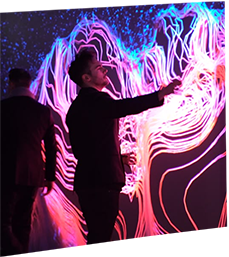 Interactive holographic HoloBox display with touch control