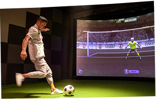 AR indoor football simulator interactive wall